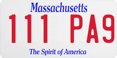 MA license plate 111PA9
