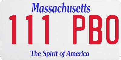 MA license plate 111PB0