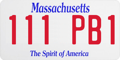 MA license plate 111PB1