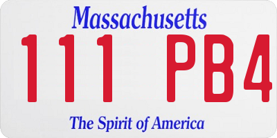 MA license plate 111PB4