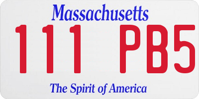 MA license plate 111PB5