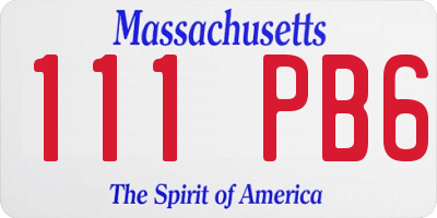 MA license plate 111PB6