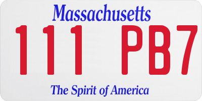 MA license plate 111PB7