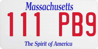 MA license plate 111PB9