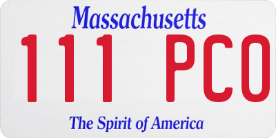 MA license plate 111PC0