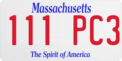 MA license plate 111PC3
