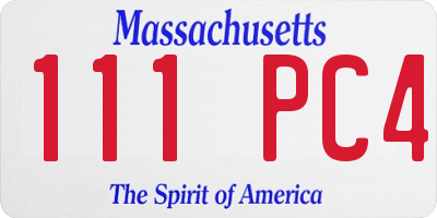 MA license plate 111PC4