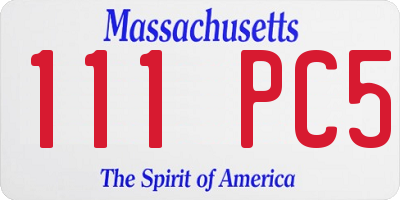 MA license plate 111PC5