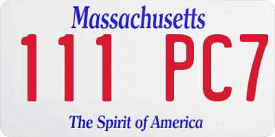 MA license plate 111PC7