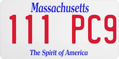 MA license plate 111PC9