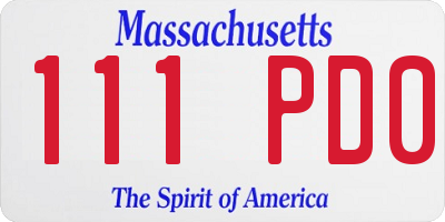 MA license plate 111PD0