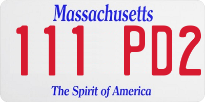 MA license plate 111PD2