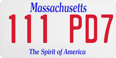 MA license plate 111PD7