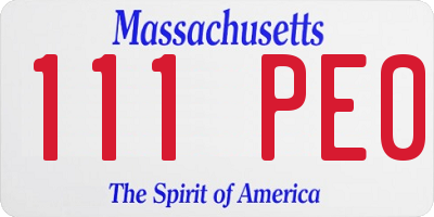 MA license plate 111PE0
