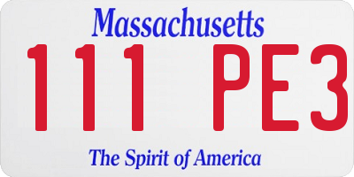 MA license plate 111PE3