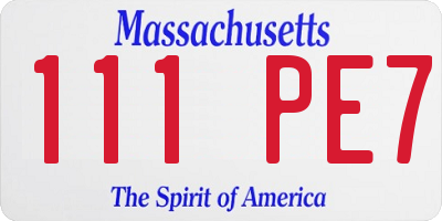 MA license plate 111PE7