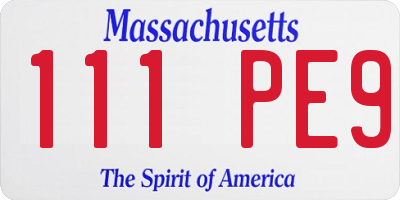 MA license plate 111PE9