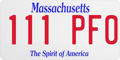 MA license plate 111PF0