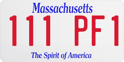 MA license plate 111PF1