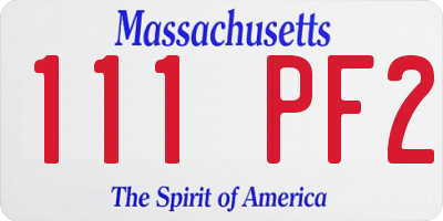 MA license plate 111PF2