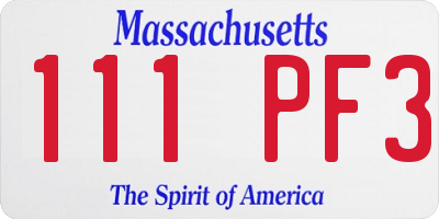 MA license plate 111PF3