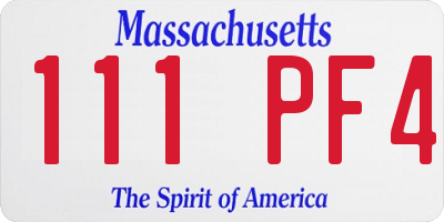 MA license plate 111PF4