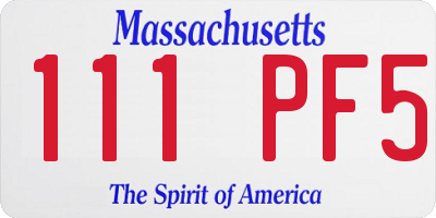 MA license plate 111PF5