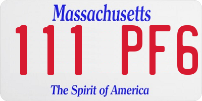 MA license plate 111PF6