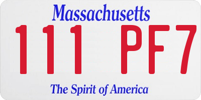 MA license plate 111PF7