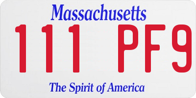 MA license plate 111PF9