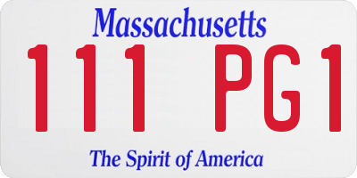 MA license plate 111PG1