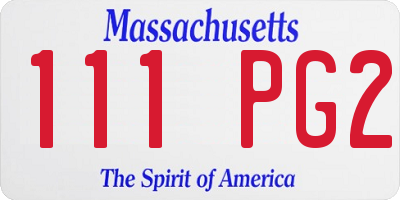 MA license plate 111PG2