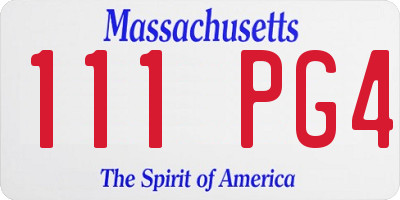 MA license plate 111PG4
