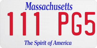 MA license plate 111PG5