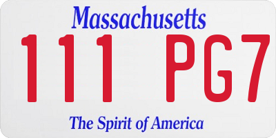 MA license plate 111PG7