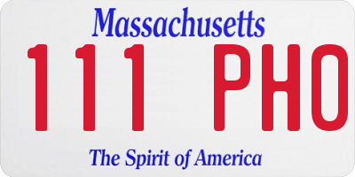 MA license plate 111PH0