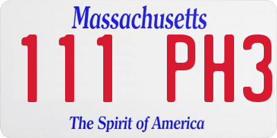 MA license plate 111PH3