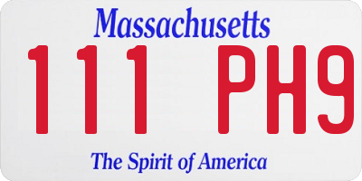 MA license plate 111PH9