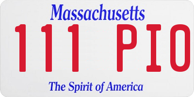 MA license plate 111PI0