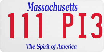 MA license plate 111PI3