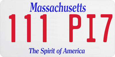 MA license plate 111PI7