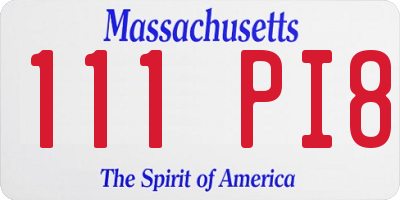 MA license plate 111PI8