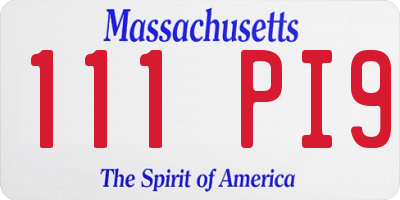 MA license plate 111PI9