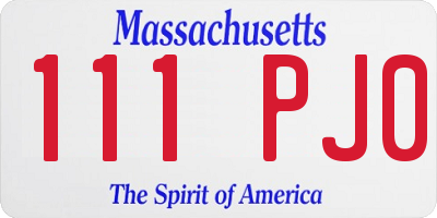 MA license plate 111PJ0