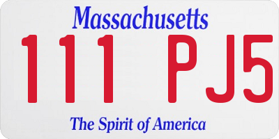 MA license plate 111PJ5