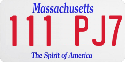 MA license plate 111PJ7