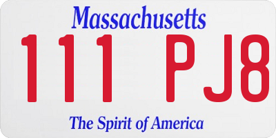 MA license plate 111PJ8