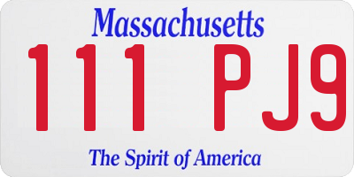 MA license plate 111PJ9