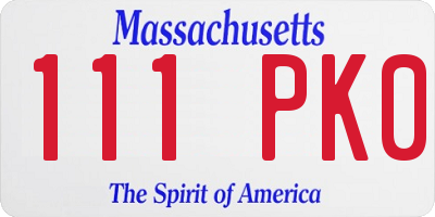 MA license plate 111PK0