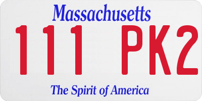 MA license plate 111PK2